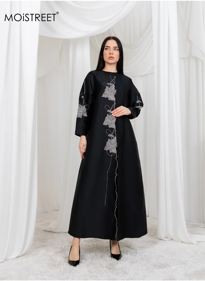 Moistreet MOiSTREET V Satin Embroidery Abaya