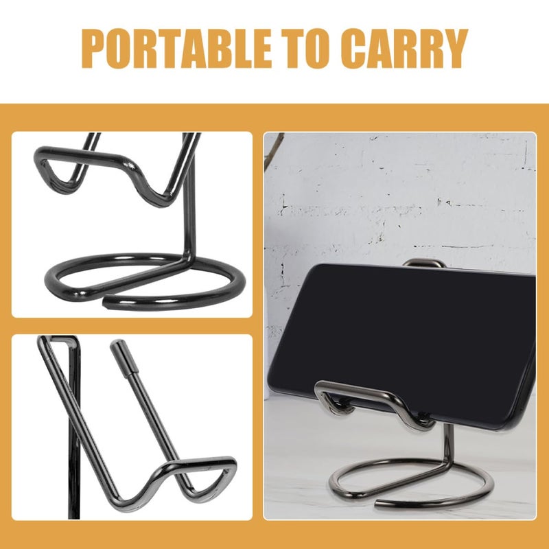 Metal Phone Stand Holder For Desk Bed Office Home Stable Black - Image 4