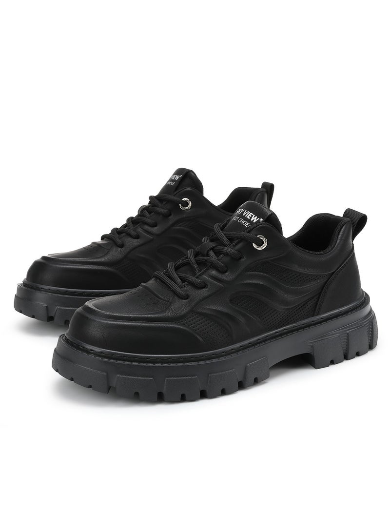 Sky View SKY VIEW Men's Fashion Shoes Low Top Platform Light Martin Boots Casual Athletic Hiking Shoes Chunky Walking Sneakers For Men Black-03  - Image 1