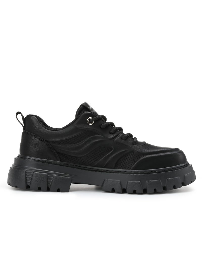 Sky View SKY VIEW Men's Fashion Shoes Low Top Platform Light Martin Boots Casual Athletic Hiking Shoes Chunky Walking Sneakers For Men Black-03  - Image 2