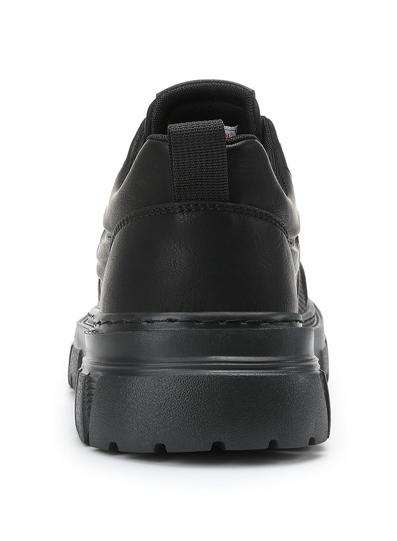 Sky View SKY VIEW Men's Fashion Shoes Low Top Platform Light Martin Boots Casual Athletic Hiking Shoes Chunky Walking Sneakers For Men Black-03  - Image 4