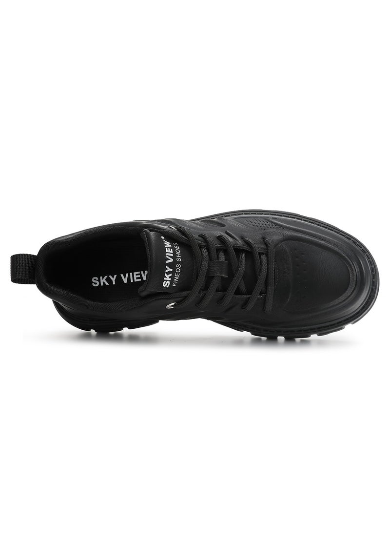 Sky View SKY VIEW Men's Fashion Shoes Low Top Platform Light Martin Boots Casual Athletic Hiking Shoes Chunky Walking Sneakers For Men Black-03  - Image 5