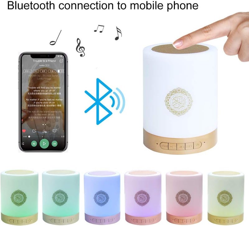 ZMLM Quran Speaker Lamp with Remote, Portable LED Bluetooth Touch Cube FM MP3 Music Player Night Light Rechargeable Bedside Outdoor Desk Table Lamp in Many Languages Including English, Arabic, Urdu - Image 2