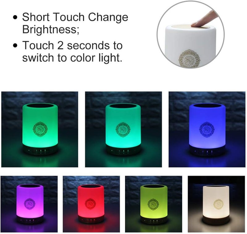 ZMLM Quran Speaker Lamp with Remote, Portable LED Bluetooth Touch Cube FM MP3 Music Player Night Light Rechargeable Bedside Outdoor Desk Table Lamp in Many Languages Including English, Arabic, Urdu - Image 4