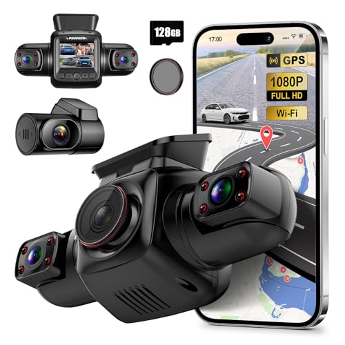 PRUVEEO 360 Degree View 4 Channel Dash Cam Front and Rear Inside Left Right, Dash Camera for Cars with CPL, Built-in GPS WiFi Night Vision, 24/7 Recording Parking Mode Monitor, Free 128G Card - Image 1