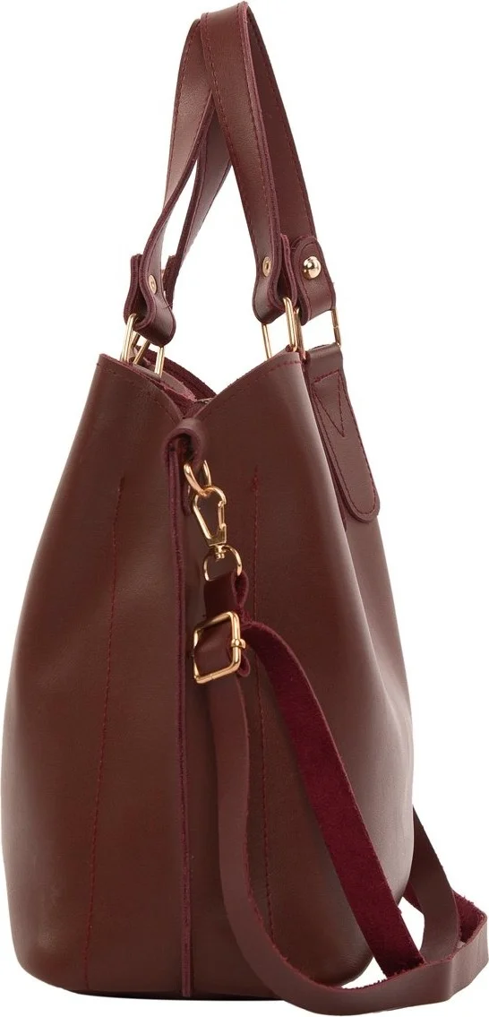 باجموري Claret Red Three Compartment Bag with Snap Detail