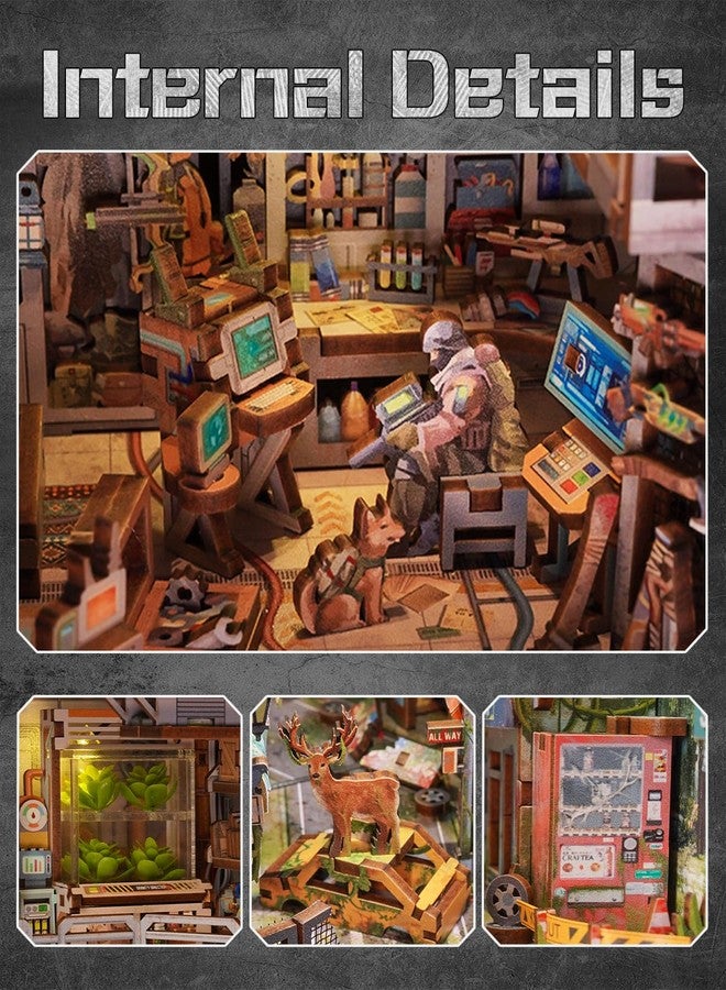 Tonecheer Book Nook Kit 3D Wooden Puzzle Booknooks DIY Model Kits Adults for Building Miniature House Bookshelf Nook Book with Light Funny Gifts Birthday Gift (Haven Zero) - Image 3