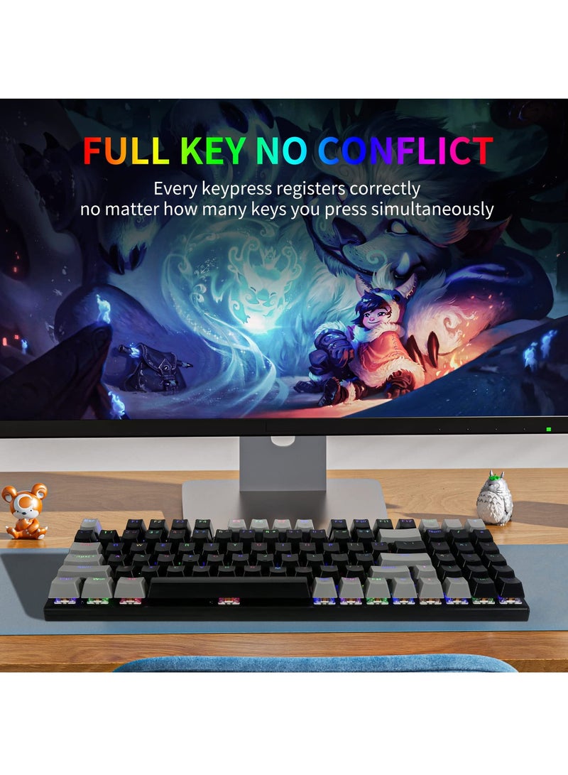 E-YOOSO 94keys Mechanical Keyboard, Brown Switch Wired Gaming Keyboard with RGB Backlit, Hot-Swappable, Arrow Keys Numpad for PC and MAC Gamer, Black Grey - Image 4