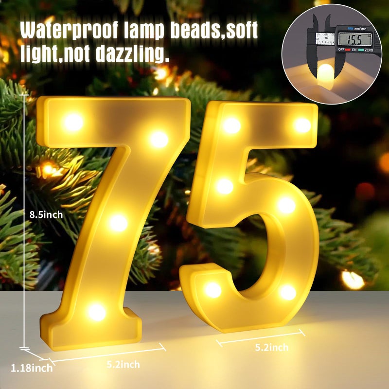 Funsky 75th Birthday Decorations for Women Men,75 Birthday Decorations for Centerpieces Table,75 Light Up Numbers Sign Led for Party Backdrop Wall Decor for Wedding Anniversary Home - Image 2