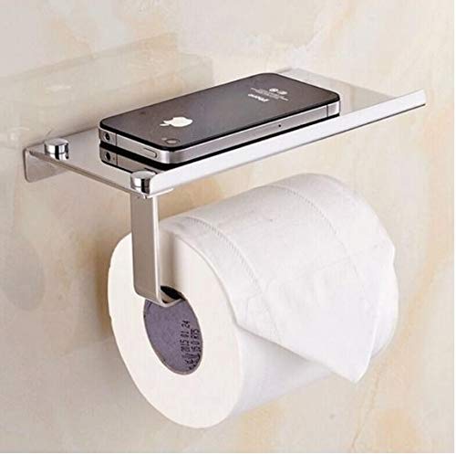 Handy Stainless Steel Toilet Paper Holder with Mobile Stand Chrome Finish - Bathroom Accessories - Pack of 1 - Image 3