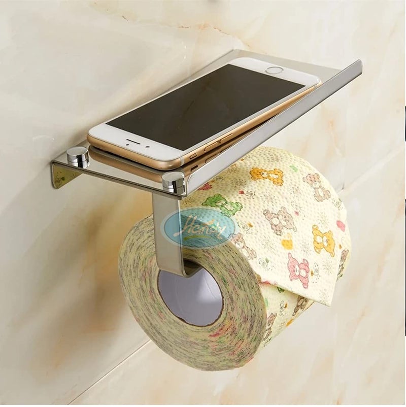 Handy Stainless Steel Toilet Paper Holder with Mobile Stand Chrome Finish - Bathroom Accessories - Pack of 1 - Image 1