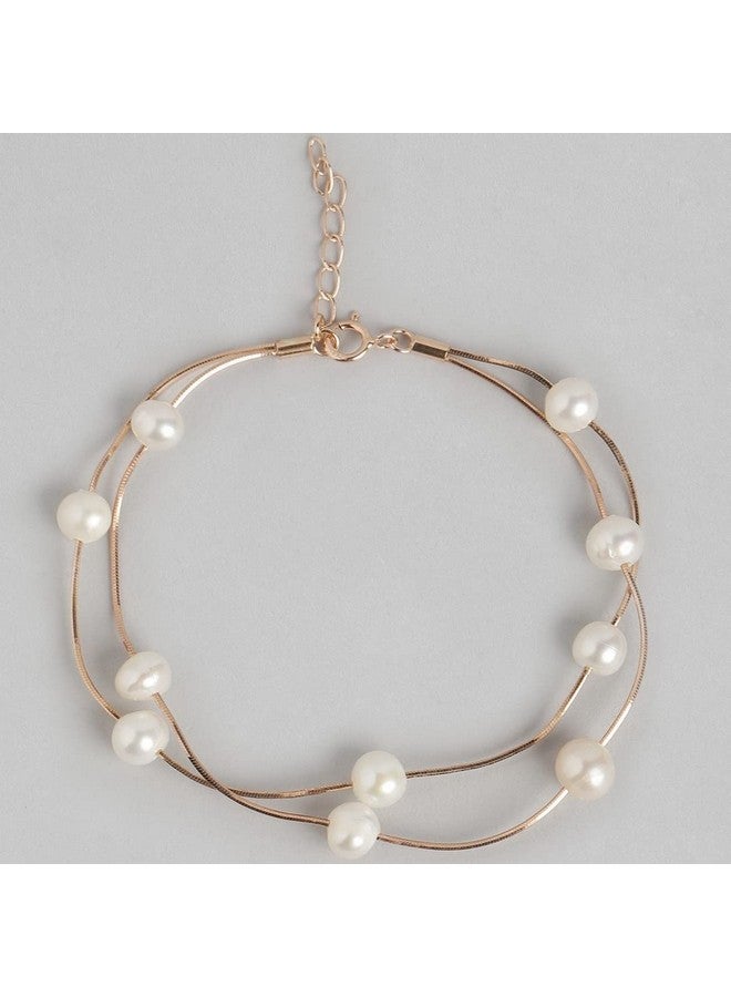 ZAVYA Rose Gold Plated Freshwater Pearl 925 Pure Silver Jewellery Set Trio with Rose Gold Chain With Authenticity Certificate CJS 10013| special - Image 5