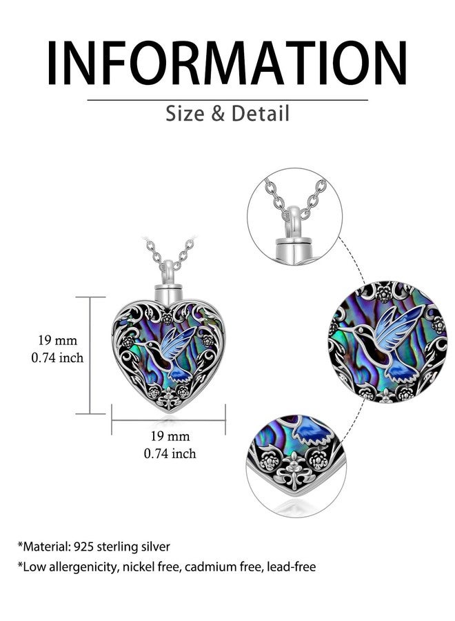 JKR Urn Necklaces for Ashes Sterling Silver Hummingbird Heart Keepsake Necklace for Ashes Cremation Jewelry Sympathy Gifts for Women Mom Wife Sis Grandma Daughter loss loved ones - Image 4