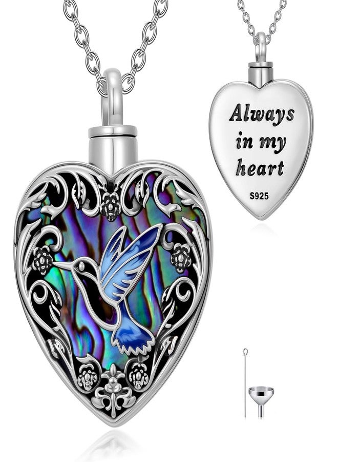 JKR Urn Necklaces for Ashes Sterling Silver Hummingbird Heart Keepsake Necklace for Ashes Cremation Jewelry Sympathy Gifts for Women Mom Wife Sis Grandma Daughter loss loved ones - Image 1