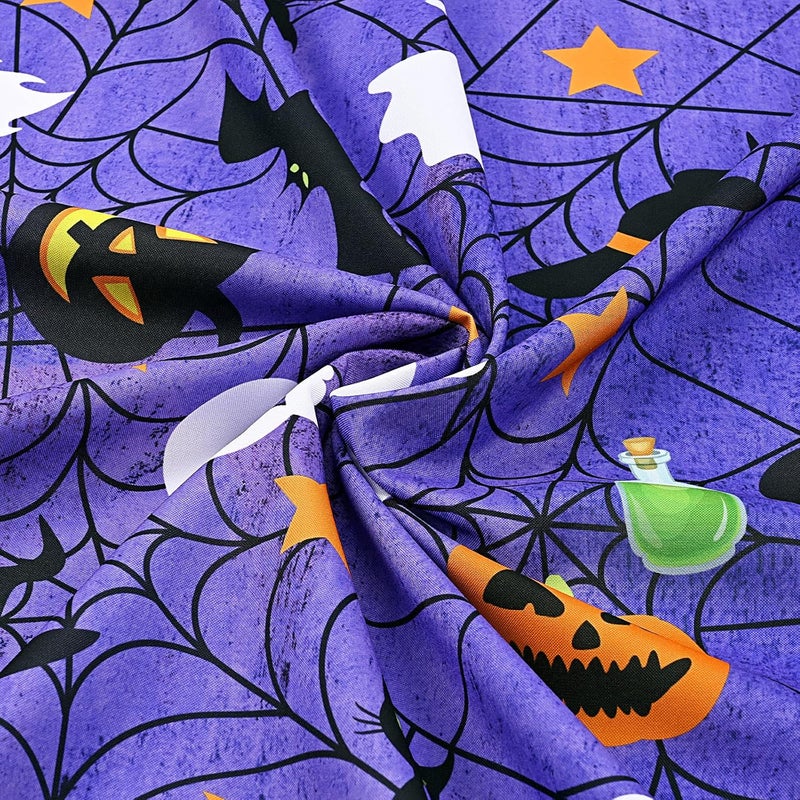 ASPMIZ Halloween Tablecloth Spider Web and Pumpkin Table Cloth Bat Cobweb and Ghost Waterproof Tablecloths Spillproof Tablecover for Dinner Party Decoration Purple Rectangle 60 x 84 Inch - Image 5