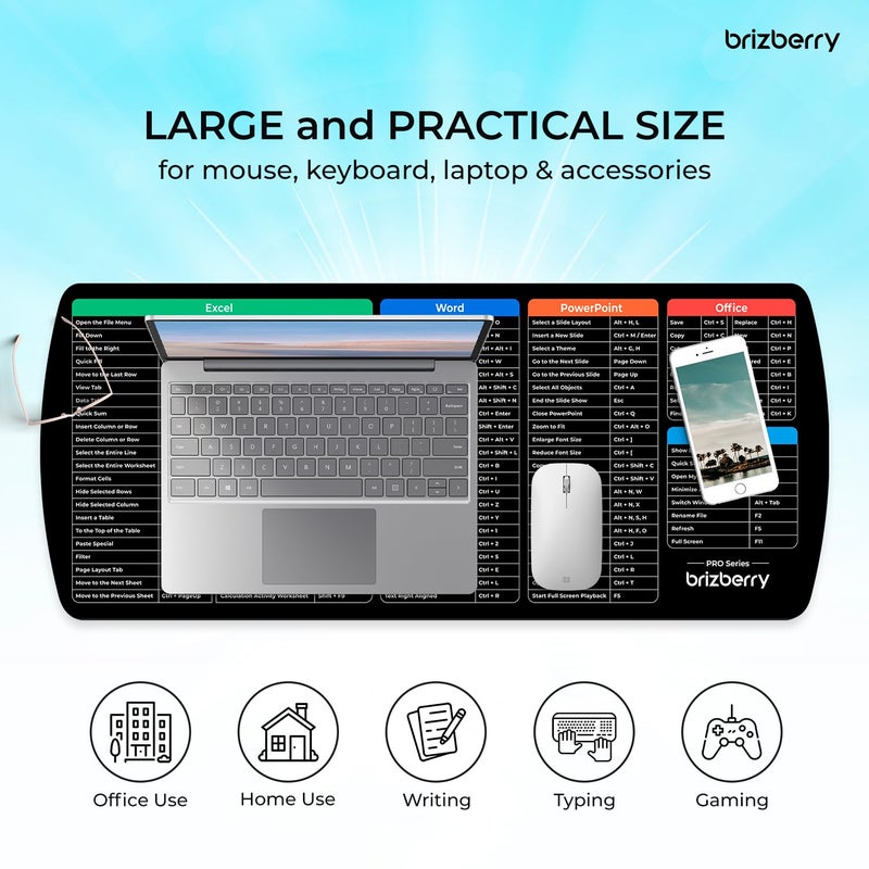 ARTBRIZ ® Brizberry Extended Mouse Pad, Desk Mat, 740mm x 310mm x 3mm Large Printed Premium Anti Skid Rubber Base for Desktop Laptop Keyboard (DM Design 25) - Image 5