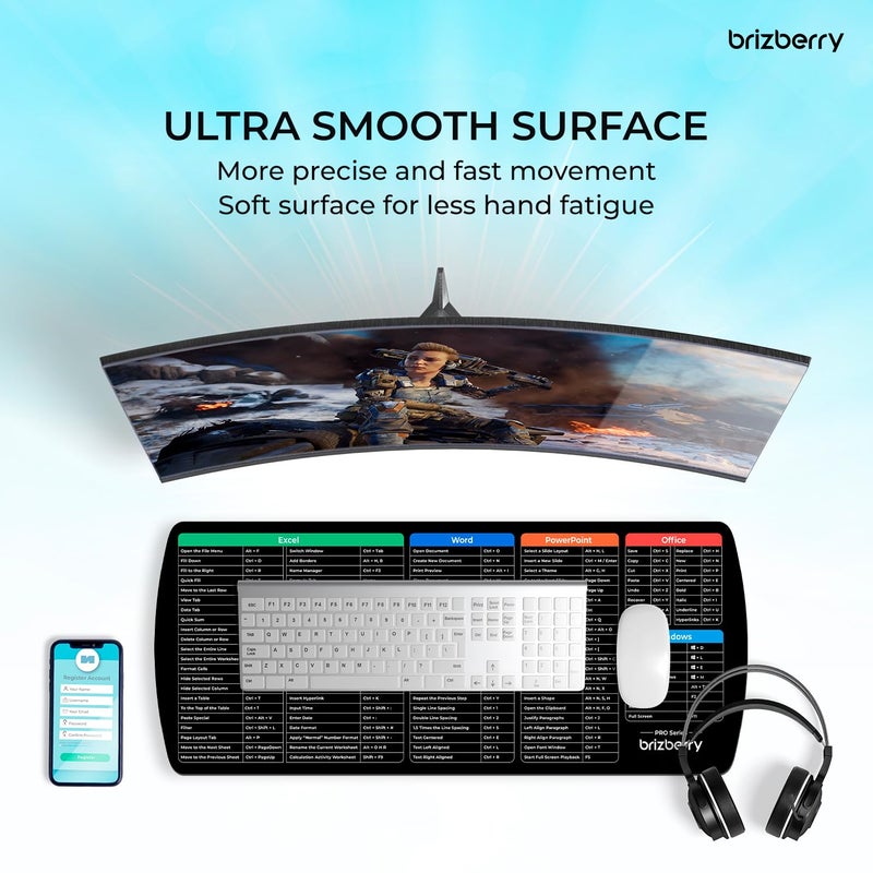 ARTBRIZ ® Brizberry Extended Mouse Pad, Desk Mat, 740mm x 310mm x 3mm Large Printed Premium Anti Skid Rubber Base for Desktop Laptop Keyboard (DM Design 25) - Image 3