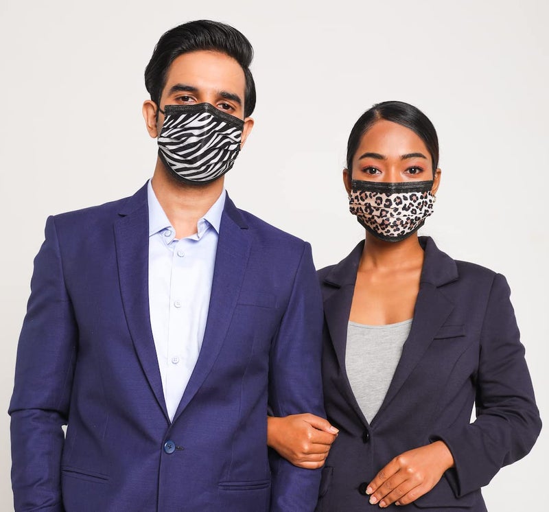 QUARANT Meltblown - Dual SMMS Fabric 4 Ply Designer Protective Face Mask with Nose Clip and Reusable Travel Pouch, Fashion That's Safe (Animal Print Combo, Pack of 50) for Unisex - Image 2