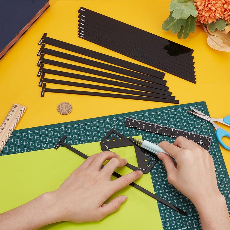 UNICRAFTALE 1 Set 17Pcs Book Binding Package Flexible Acrylic Bookbinding Templates Black Bookbinding Easy Scrapbooking Tool T-Shaped Rulers for Scrapbooking Bookbinding Handmade Tools Supplies - Image 3