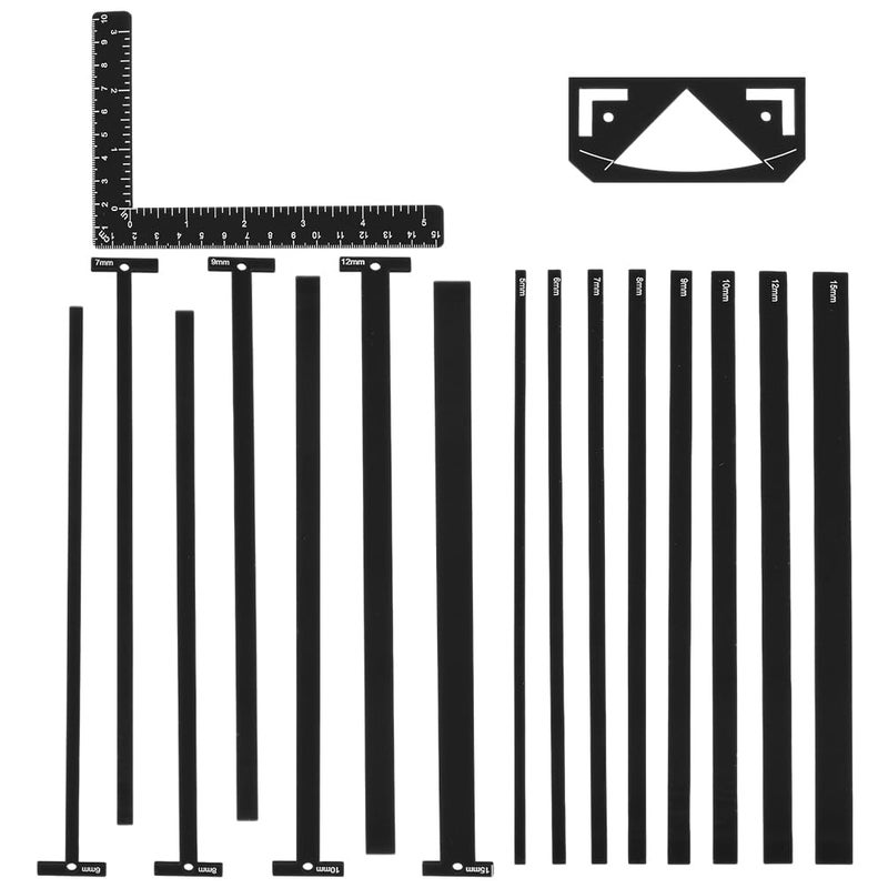 UNICRAFTALE 1 Set 17Pcs Book Binding Package Flexible Acrylic Bookbinding Templates Black Bookbinding Easy Scrapbooking Tool T-Shaped Rulers for Scrapbooking Bookbinding Handmade Tools Supplies - Image 1