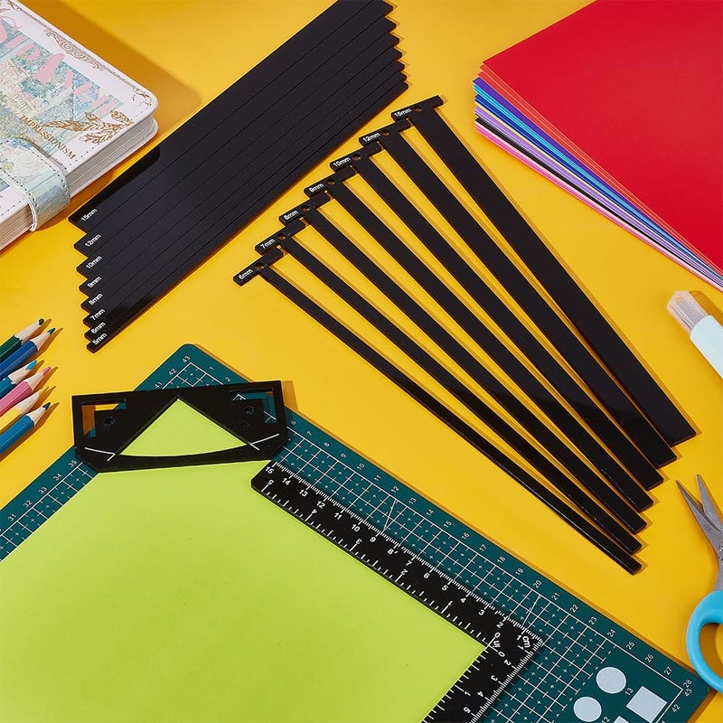 UNICRAFTALE 1 Set 17Pcs Book Binding Package Flexible Acrylic Bookbinding Templates Black Bookbinding Easy Scrapbooking Tool T-Shaped Rulers for Scrapbooking Bookbinding Handmade Tools Supplies - Image 4