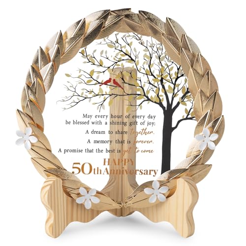 50th Anniversary Wedding Unique Gifts Ideas Crystal Plate with Gold Leaf Wreath  50th Anniversary Wedding Gifts for Parents Couple  Cardinal Style