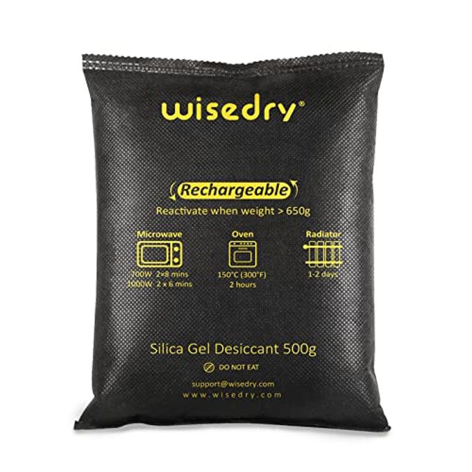 wisedry 4 x 500 Grams [4.4 lbs] Rechargeable Silica Gel Car Dehumidifier, Microwave Fast Reactivated Desiccant Packets Large for Gun Safe Closet Basement Garage Storage Moisture Absorber Bag Reusable - Image 1