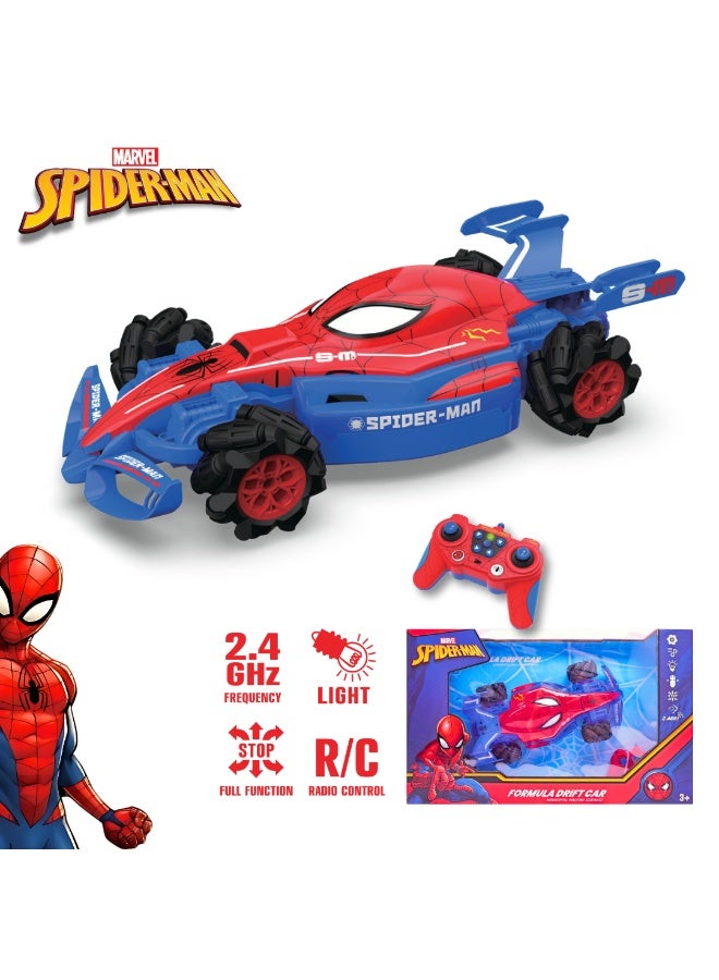 Marvel Spiderman Formula Drift Car | 2.4 GHZ Frequency | Skidding Drift | Remote Control Radio Control | Smoke from Rear Side |Light in the car | Full Function | Age 3+ - Image 2
