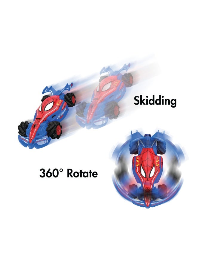 Marvel Spiderman Formula Drift Car | 2.4 GHZ Frequency | Skidding Drift | Remote Control Radio Control | Smoke from Rear Side |Light in the car | Full Function | Age 3+ - Image 3