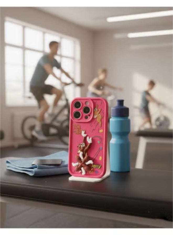 Grace Case iphone 16 Pro - Playful: Pink Silicone Tom & Jerry Phone Case - Cute Cartoon Classic Animation Series Cover for iphone 16 pro - Image 4