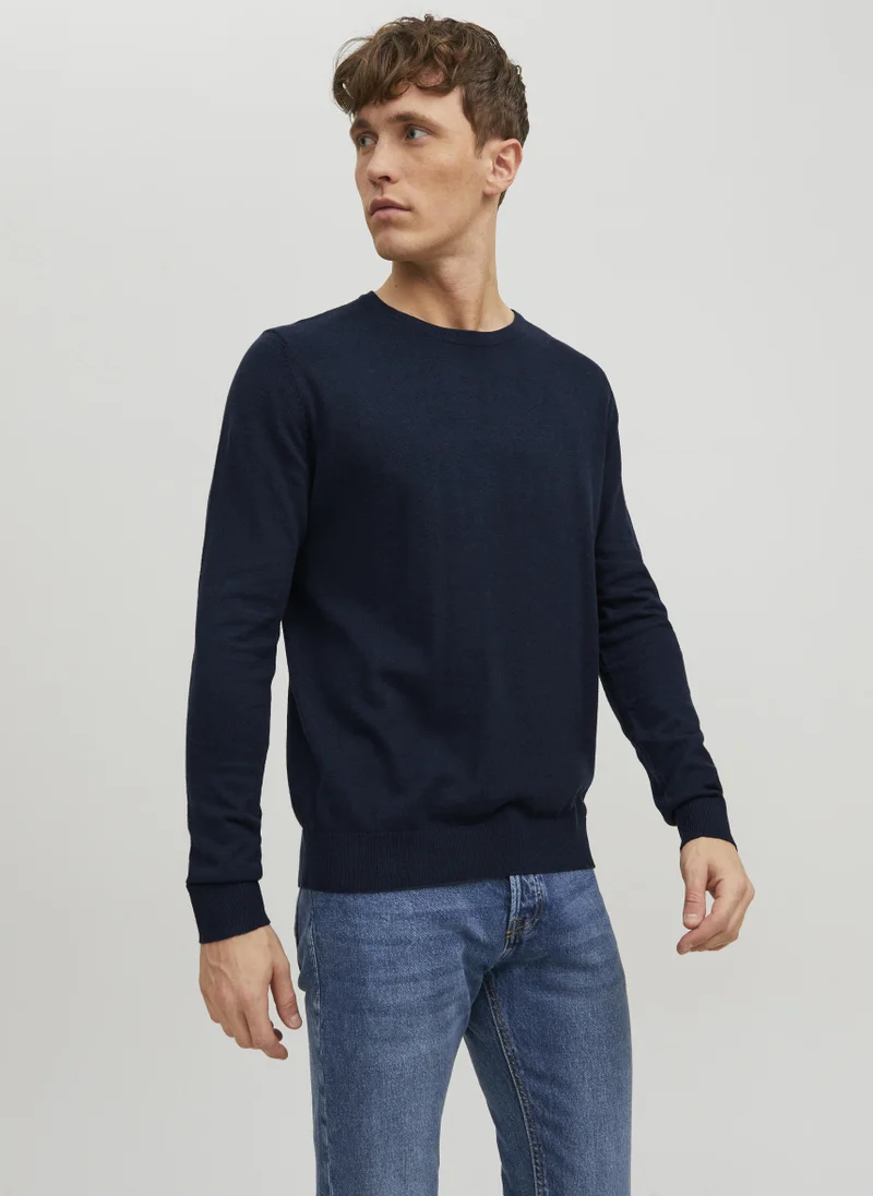 جاك اند جونز Knitted Crew Neck Long Sleeve Sweater