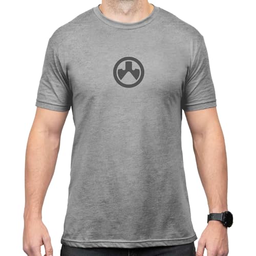 Magpul Blend Crew Neck Short Sleeve T-Shirt for Men, Icon Logo Stone Gray Heather, Large - Image 1