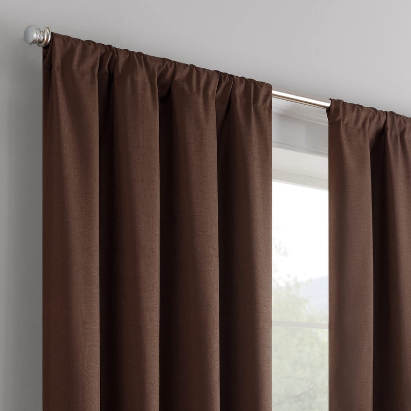 ECLIPSE Kendall Modern Blackout Thermal Rod Pocket Window Curtain for Bedroom or Living Room (1 Panel), 42" x 95", Chocolate - Image 4
