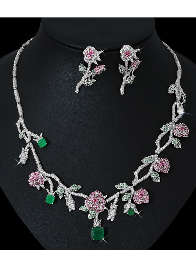 Mark Fairwhale Two Piece Set Of High-End Flower Bridal Necklace Earrings  - Image 2