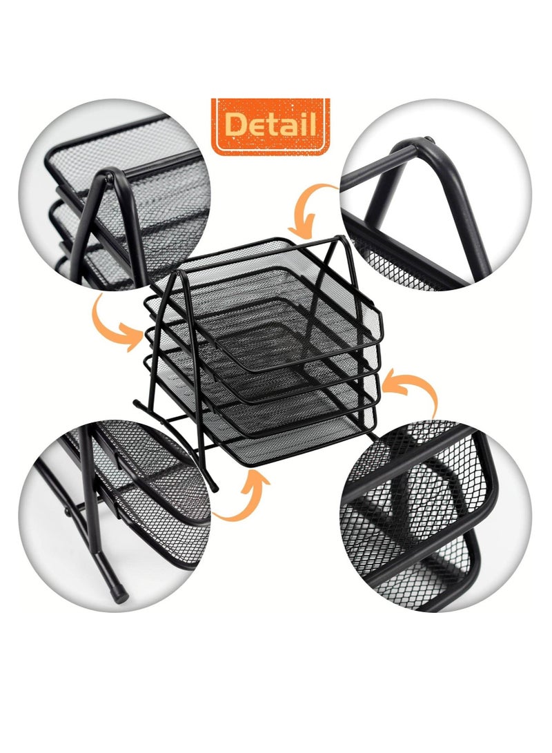 Excefore Wire Mesh Letter Tray, Desk Organiser with File Holder, 4 Tier Mesh Desk Organizer, A4 Mesh in Tray, Magazine File Storage Document Tray, Office Desk Tidy File Holder - Image 2