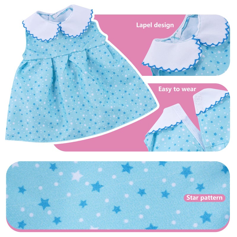BABESIDE 6 Sets of Baby Doll Clothes for 12-16 Inch Dolls, Babydolls Clothes and Accessories Set with Hat Socks for Realistic Baby Dolls Girl - Image 2