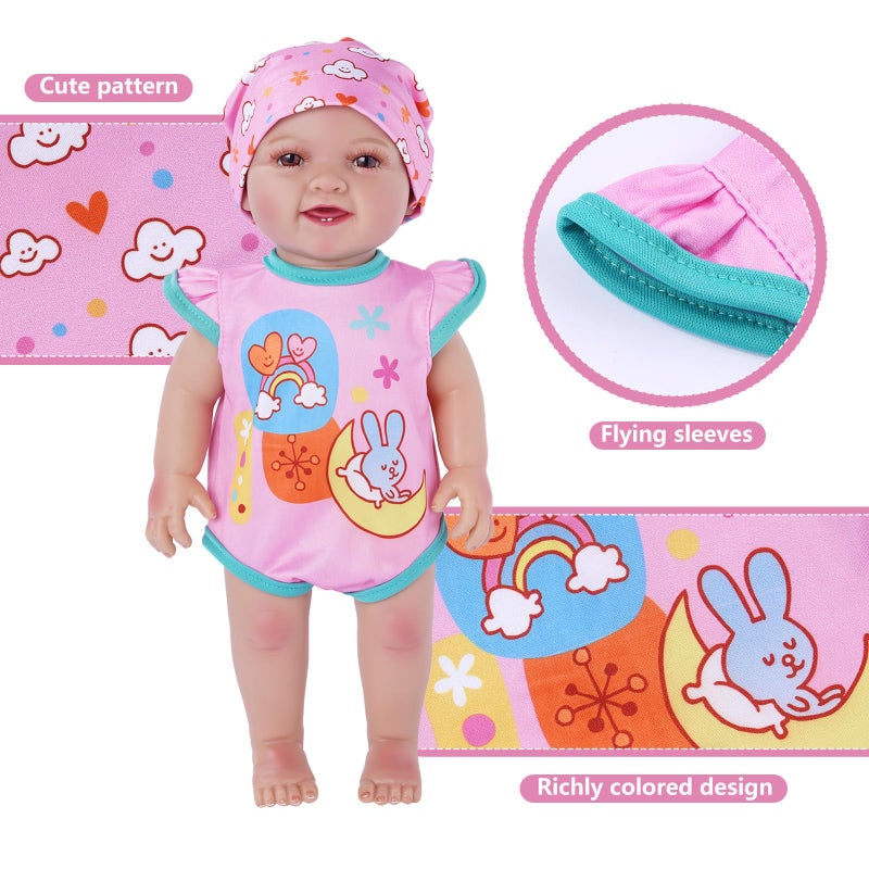 BABESIDE 6 Sets of Baby Doll Clothes for 12-16 Inch Dolls, Babydolls Clothes and Accessories Set with Hat Socks for Realistic Baby Dolls Girl - Image 3