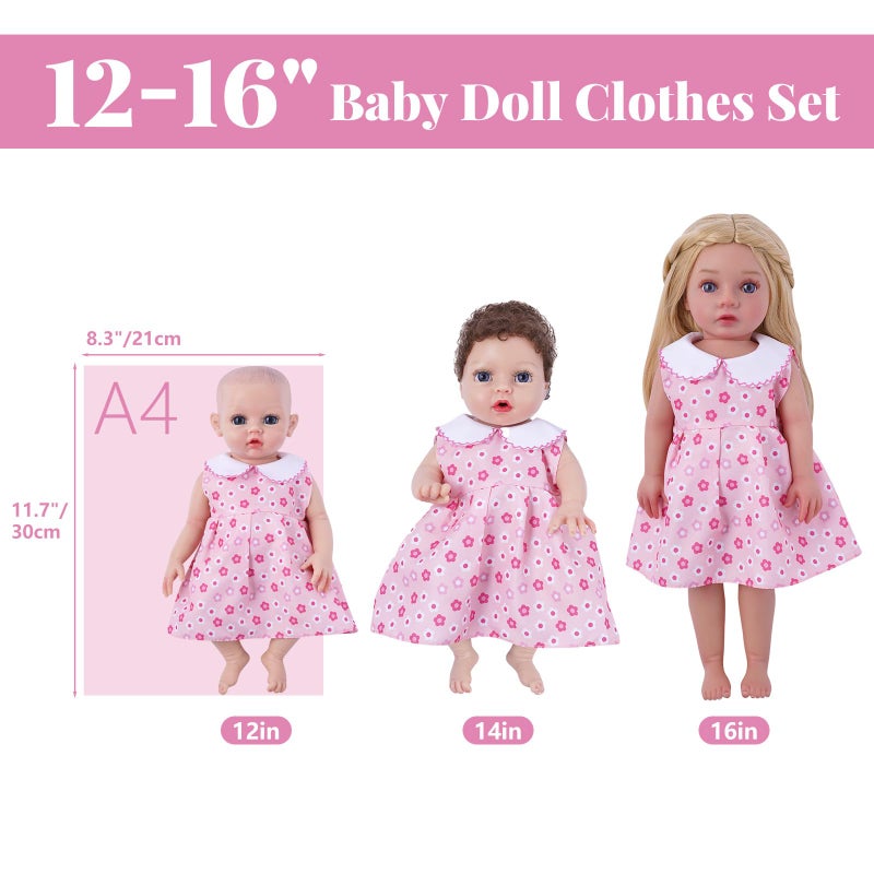 BABESIDE 6 Sets of Baby Doll Clothes for 12-16 Inch Dolls, Babydolls Clothes and Accessories Set with Hat Socks for Realistic Baby Dolls Girl - Image 4
