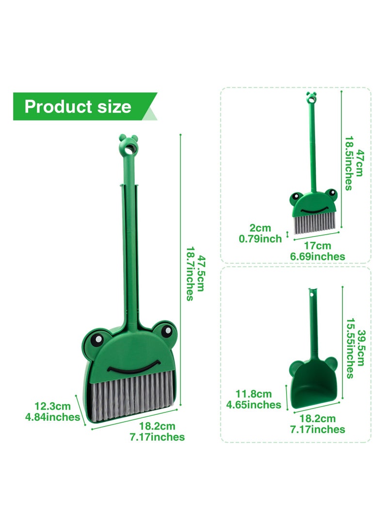 SYOSI Small Broom and Dustpan Set for Toddlers, Mini Cleaning Set, Cute Green Frog Design, Perfect for Kids Ages 1-4, Safe and Durable Material, Easy Storage, Early Learning Tool - Image 5