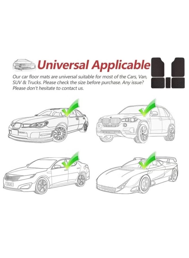 يوآ مجموعة سجادة أرضية السيارة الفاخرة مكونة من 5 قطع، مقاومة للماء وحماية من جميع الأحوال الجوية، مطاط عديم الرائحة مع ميزة مضادة للانزلاق، سجادات أرضية السيارة ملائمة عالميًا، مناسبة للسيارات والشاحنات وسيارات الجيب والشاحنات وسيارات الدفع الرباعي (أسود وأحمر) - Image 5