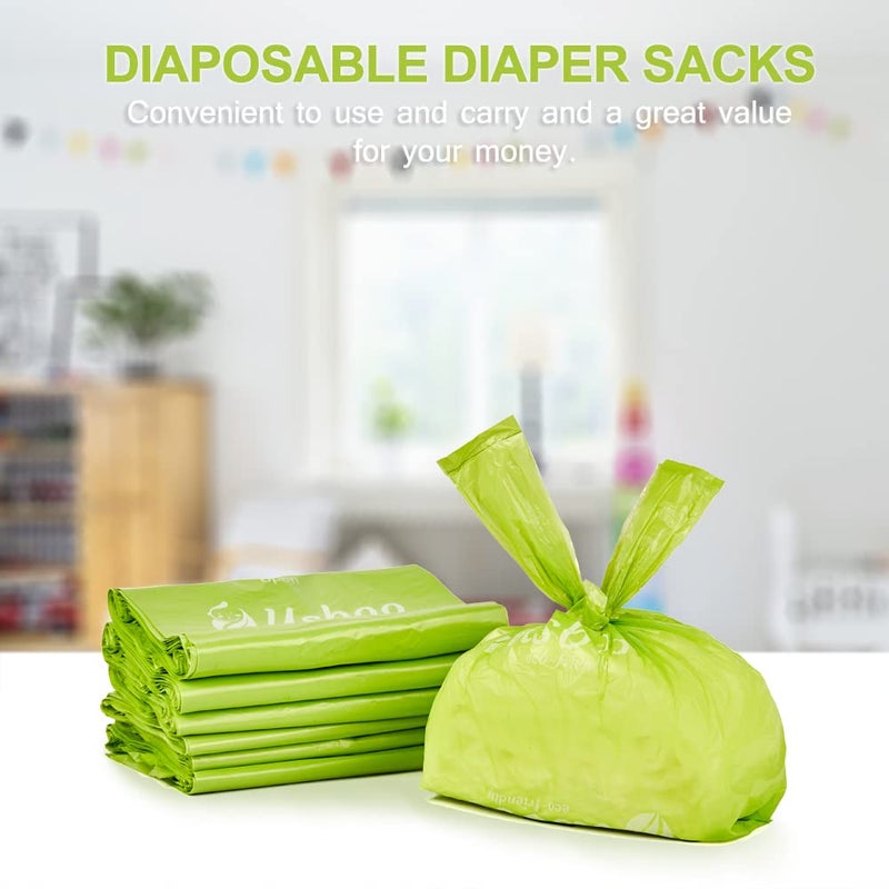 USBOO Baby Disposable Diaper Bags,300 Count Oxo-Biodegradable Diaper Sacks,Easy-Tie Handles,Diaper Disposal or Pet Waste Bags, Unscented - Image 2
