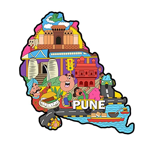 Skywalk India Souvenir Wooden MDF Pune Fridge Magnet (Multicolour) - Image 1