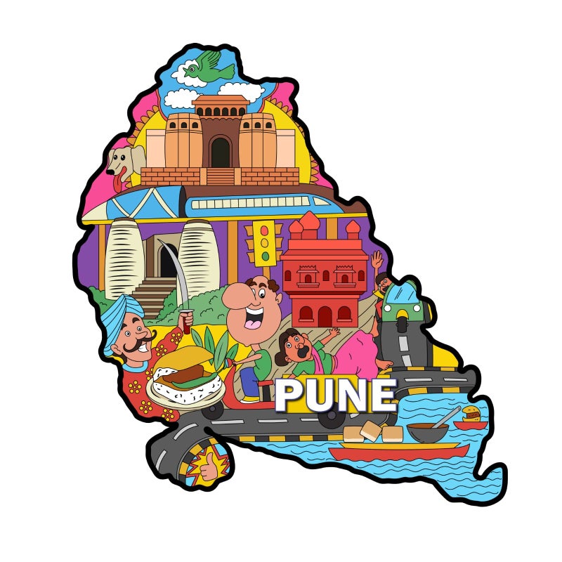 Skywalk India Souvenir Wooden MDF Pune Fridge Magnet (Multicolour) - Image 5