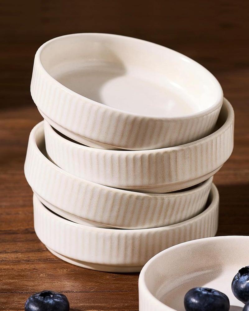 famiware Star Soy Sauce Dish Set of 6 - 4 oz Small Ceramic Bowls for Dipping, Ramekins, and Condiments - Matte White - Image 4
