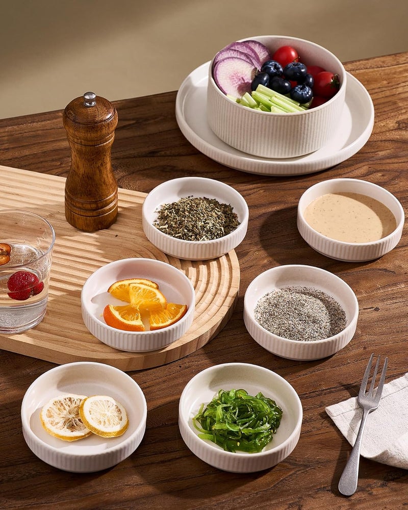 famiware Star Soy Sauce Dish Set of 6 - 4 oz Small Ceramic Bowls for Dipping, Ramekins, and Condiments - Matte White - Image 2
