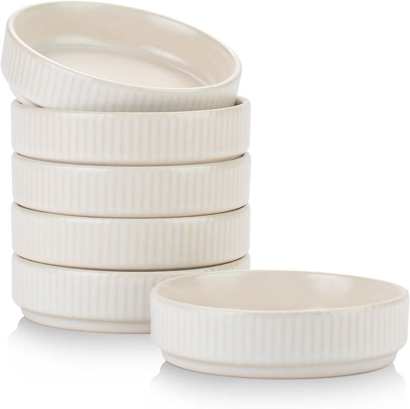 famiware Star Soy Sauce Dish Set of 6 - 4 oz Small Ceramic Bowls for Dipping, Ramekins, and Condiments - Matte White - Image 1