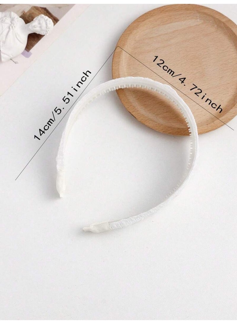 عصابة رأس بيضاء من الدانتيل المطرز – طوق شعر أنيق بتصميم زهري ناعم للنساء والبنات - Image 2