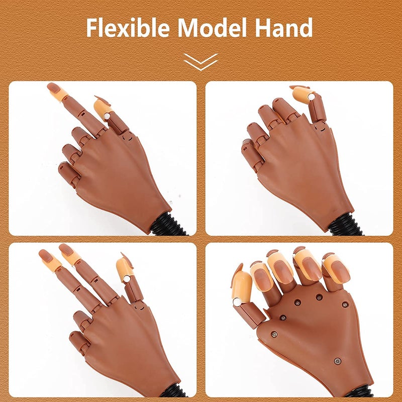INOG Practice Hand for Acrylic NailsFake Flexible Movable Practice Nail Hand Practice for Acrylic Nail Kit Maniquin Hand for Nail Practice With 100Pcs Refill Nail Tips BB - Image 2