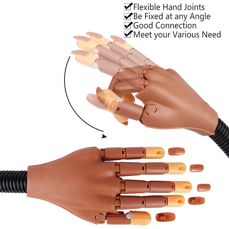 INOG Practice Hand for Acrylic NailsFake Flexible Movable Practice Nail Hand Practice for Acrylic Nail Kit Maniquin Hand for Nail Practice With 100Pcs Refill Nail Tips BB - Image 4