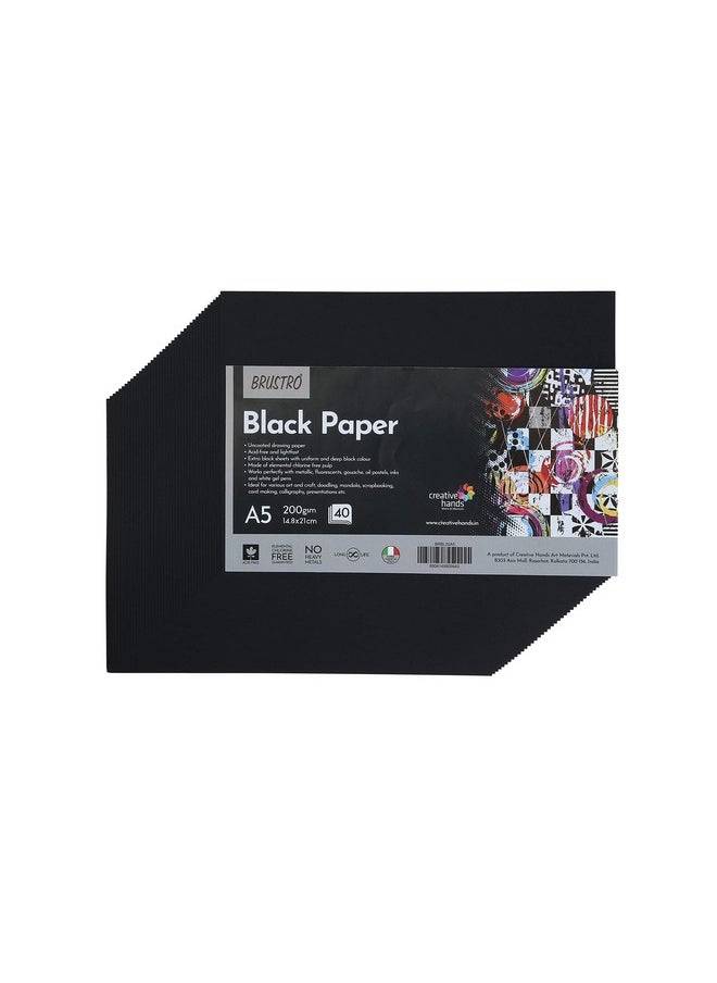 BRUSTRO - Brustro Black Paper - 200 GSM A5 Pack of 2 (40 Sheets Each Pack) - Image 1